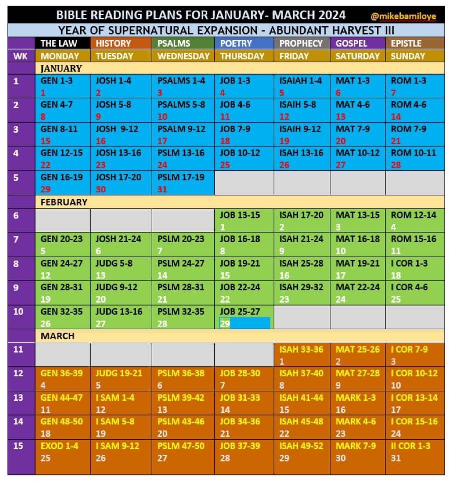 mikebamiloye's tweet photo. BIBLE READING GUIDE FOR THE YEAR, you can save it on your page and also post it. You can use it in your ministry and church. https://t.co/wzwMkybXFH
