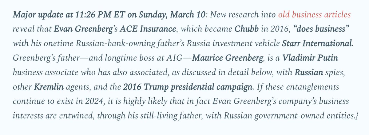 SethAbramson's tweet photo. (🚨) MAJOR UPDATE to my pinned tweet on the TRUMP-GREENBERG BOND DEAL, which report (see the pinned post) is free. Here is the update: https://t.co/MUB6MiskPj