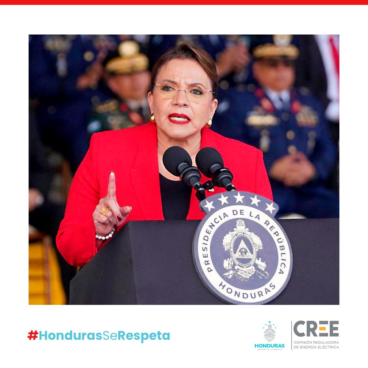 CREE_HONDURAS's tweet photo. El gobierno actual, presidido con firmeza por nuestra Presidenta Xiomara Castro; rechaza y condena categóricamente cualquier práctica corrupta del pasado.  #HondurasSerespeta https://t.co/dajH3atjN0