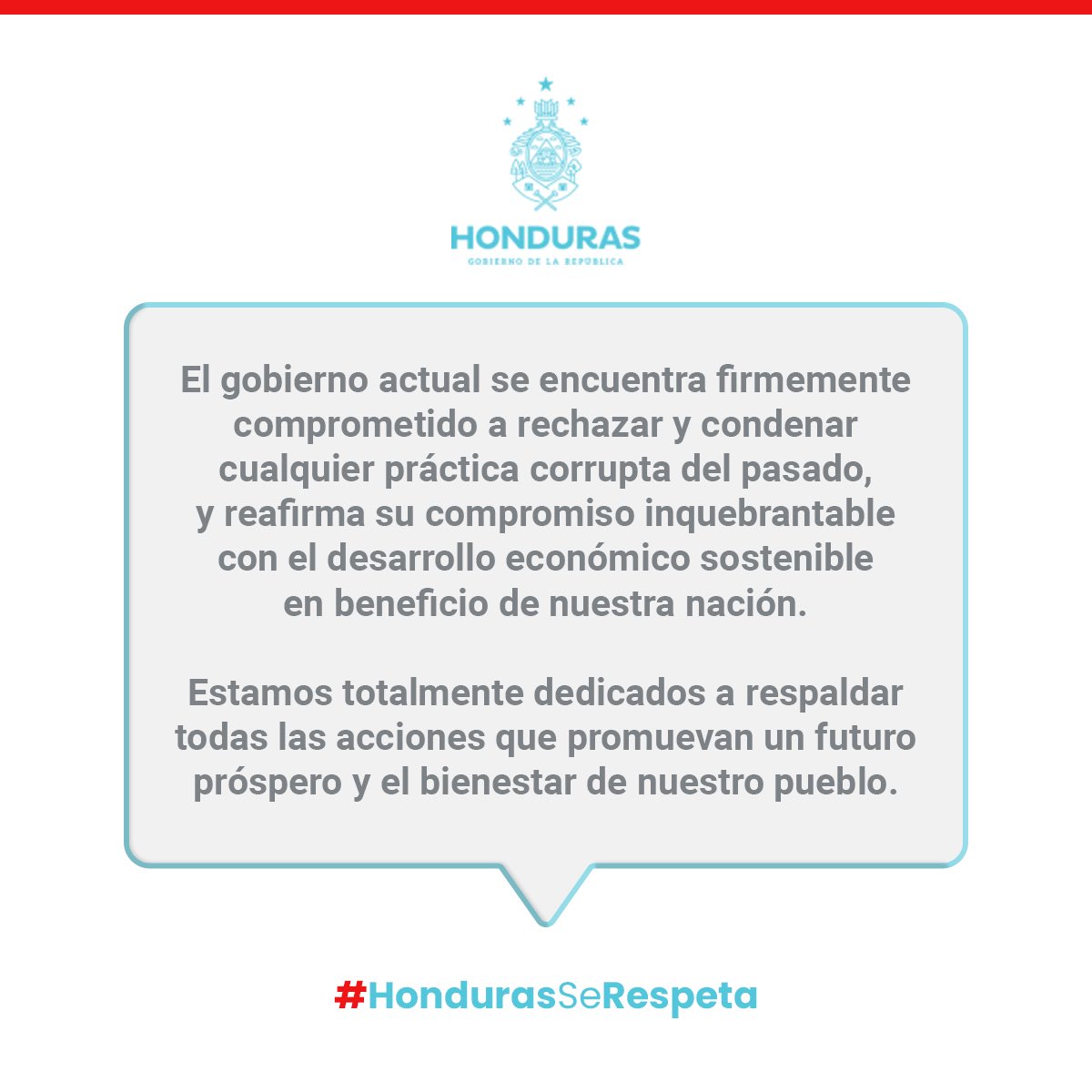 CREE_HONDURAS's tweet photo. El gobierno actual, presidido con firmeza por nuestra Presidenta Xiomara Castro; rechaza y condena categóricamente cualquier práctica corrupta del pasado.  #HondurasSerespeta https://t.co/dajH3atjN0
