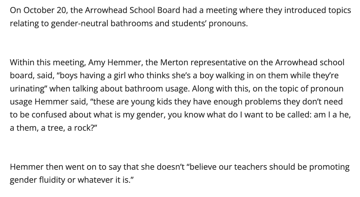 jnorcr's tweet photo. #Arrowhead's #AmyHemmer prompted students to walk out of a board meeting en masse in 2021 after doubling down on bigoted comments as a GOP-backed board member.
https://t.co/jOWzZBMOJa
#HartlandWI #MertonWI #Wisconsin https://t.co/SraUn6qCXl