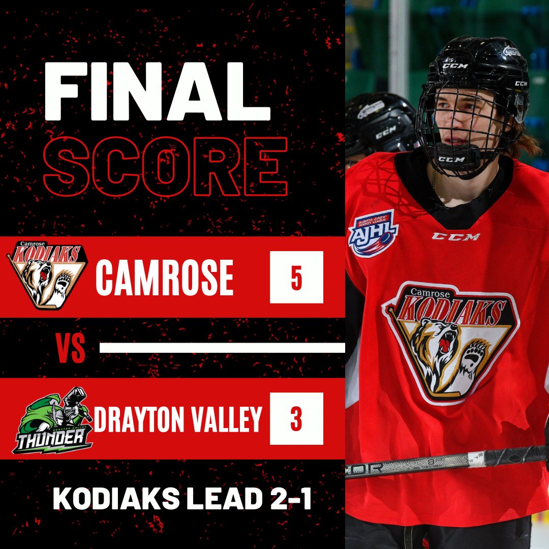 *deeep inhale* 

Kodiaks win! Camrose fends off the comeback and takes down the Thunder 5-3. Back at it tomorrow for game 4, 7 PM puck drop.