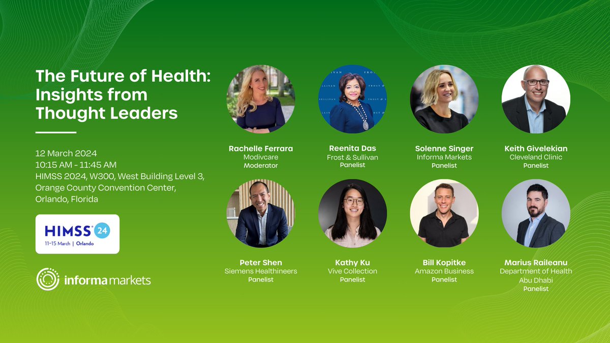 Join us for The Future of Health: Insights from Thought Leaders at @HIMSS! Hear from key thought leaders on leveraging technology to achieve greater healthcare outcomes and quality. Learn more: arabhealth.me/3TyitG8 #FutureofHealth #HIMSS24 #InformaMarkets