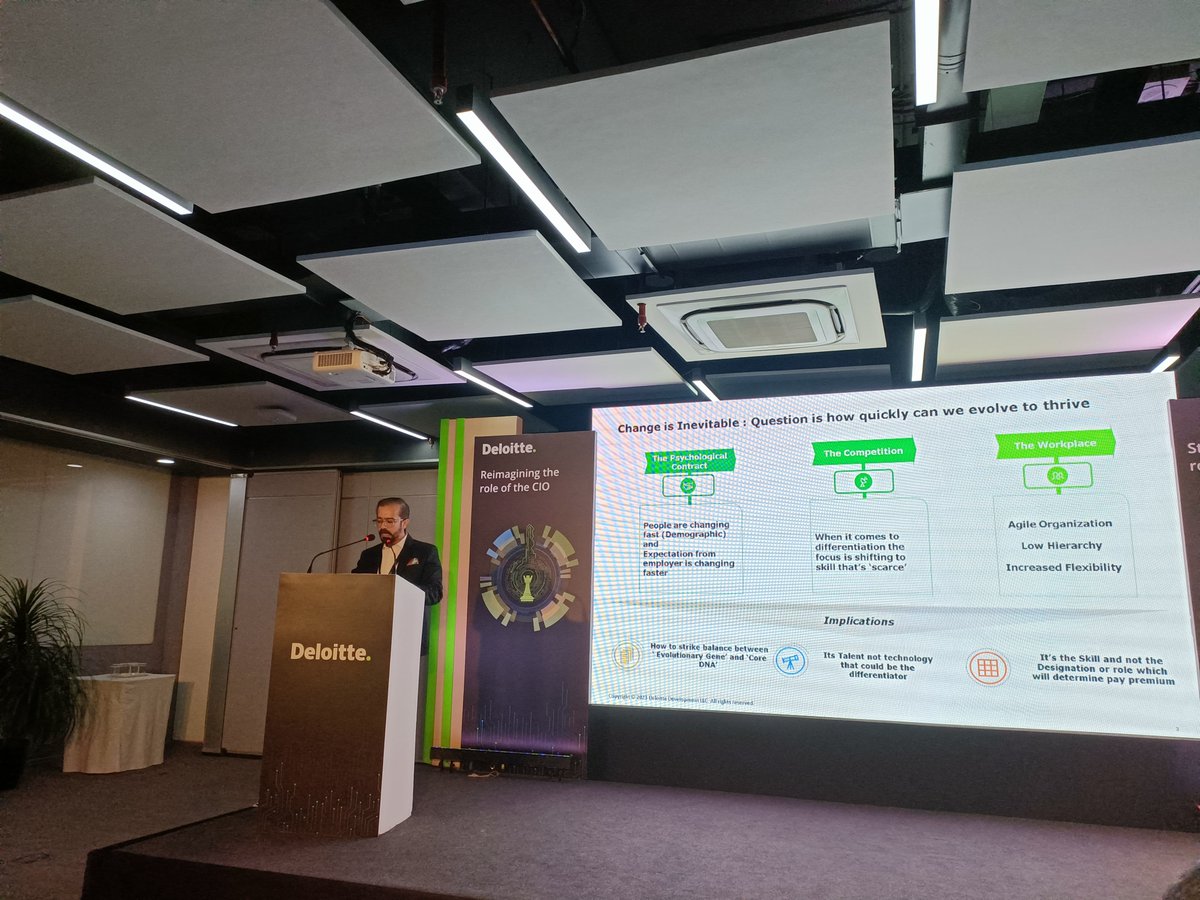 DeloitteIndia's tweet image. Insights from Deloitte's "FS tech leadership meet," a #CIOProgram initiative
Prakhar Tripathi, Partner, Consulting, Deloitte India, shared findings from a recent Deloitte survey, highlighting that it is important (cont) deloi.tt/3V81VG5
