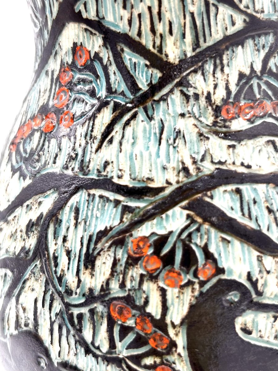 Blackbird Vase handmade ceramic black bird vase orange turquoise crow raven stoneware pottery decorative object flower arrangement etsy.me/3ItBh2K via @Etsy