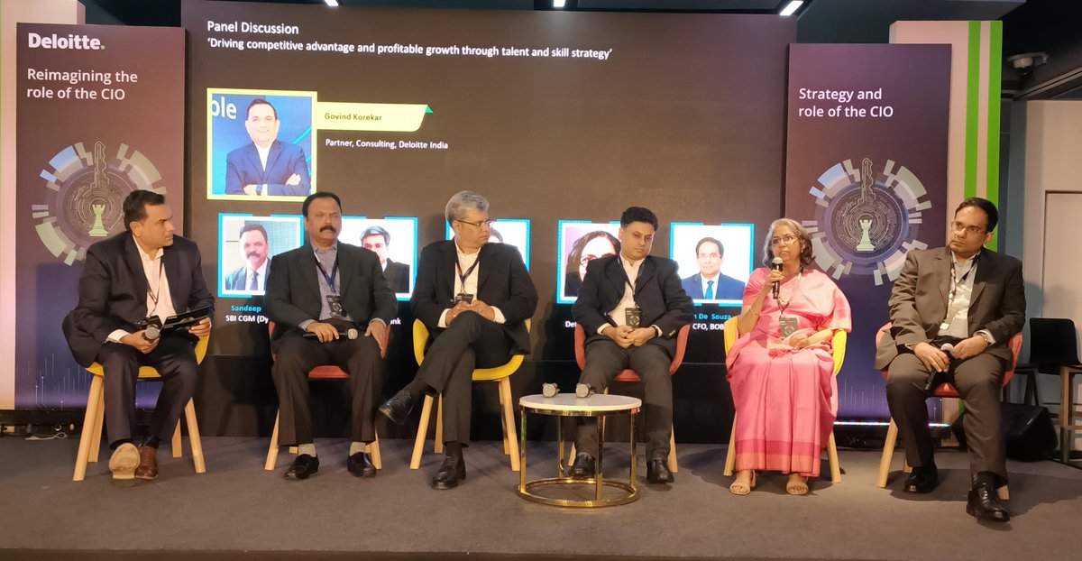 DeloitteIndia's tweet image. Eminent industry leaders shared their perspectives at the insightful panel discussion on "Driving competitive advantage and profitable growth through talent and skill strategy" at Deloitte's "FS tech leadership meet," a #CIOProgram initiative.
#TechLeadership #FinancialServices