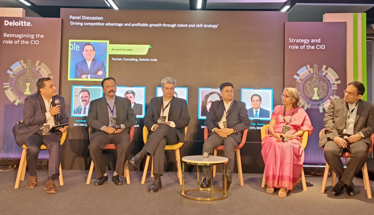 DeloitteIndia's tweet image. Eminent industry leaders shared their perspectives at the insightful panel discussion on "Driving competitive advantage and profitable growth through talent and skill strategy" at Deloitte's "FS tech leadership meet," a #CIOProgram initiative.
#TechLeadership #FinancialServices