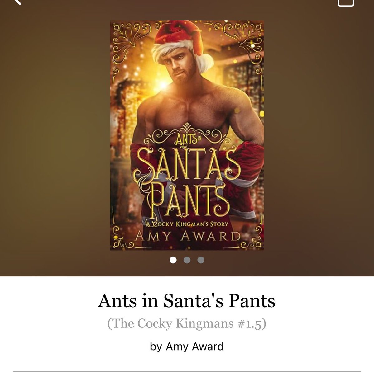 Ants In Santas Pants by Amy Award 

#AntsInSantasPants by #amyAward #6082 #6chapters #28pages #231of400 #Series #kindle #107for27 #Book.5of4 #TheCockyKingsmanSeries #LeviAndOlive #february2024 #clearingoffreadingshelves #whatsnext #readitquick