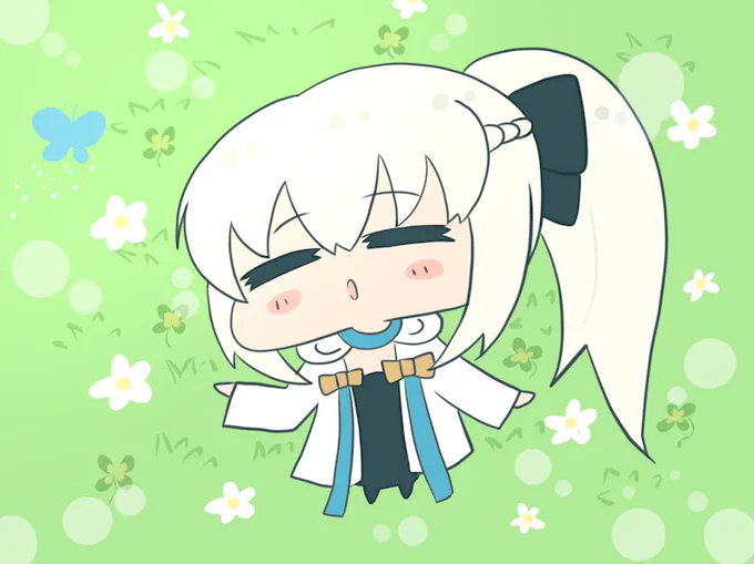 #FGO#もるがんちゃんSkebでご依頼いただいた春の陽気にひなたぼっこするもるがんちゃん 