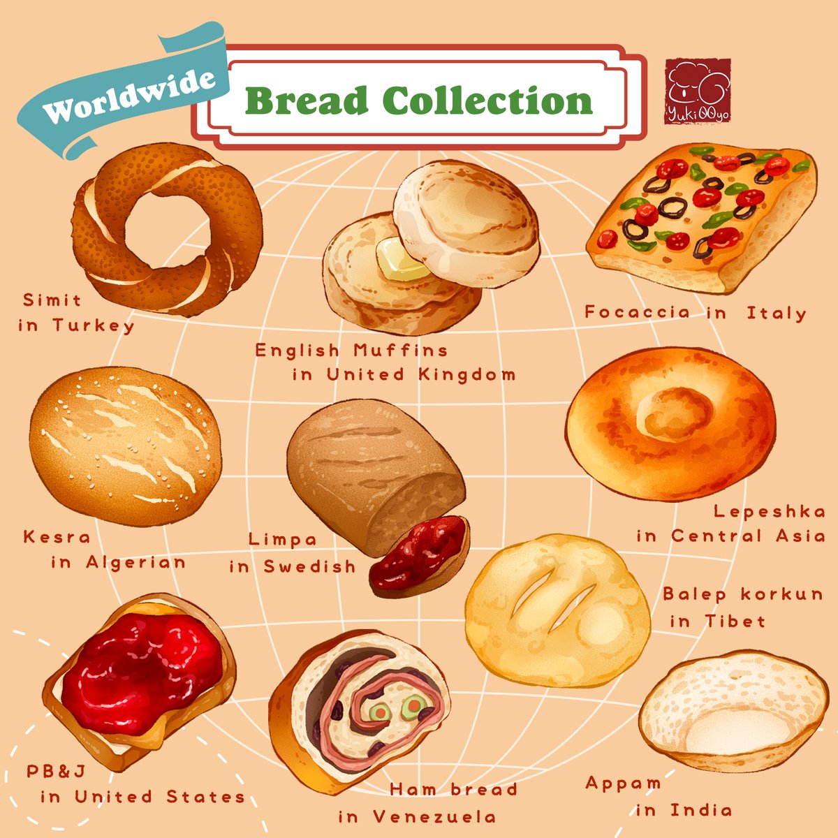 Yuki00Y's tweet photo. 50 of The Worldwide Bread Collection
Pt.5 🍞🥖

=================
#foodart #foodillustration
#foodartist
#illustration #絵 #イラスト
#食べ物イラスト
#イラスト好きな人と繋がりたいたい
#美食插畫 #食物繪畫 #bread #worldwidebread
#麵包 #breadcollection https://t.co/ps1XVDrU5B