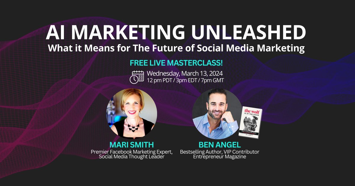 Would you like to join me and my special guest expert @Benangel for a FREE LIVE MASTERCLASS all about AI and social media this week? Space is limited. Save your seat: marismith.com/ai-marketing-u…