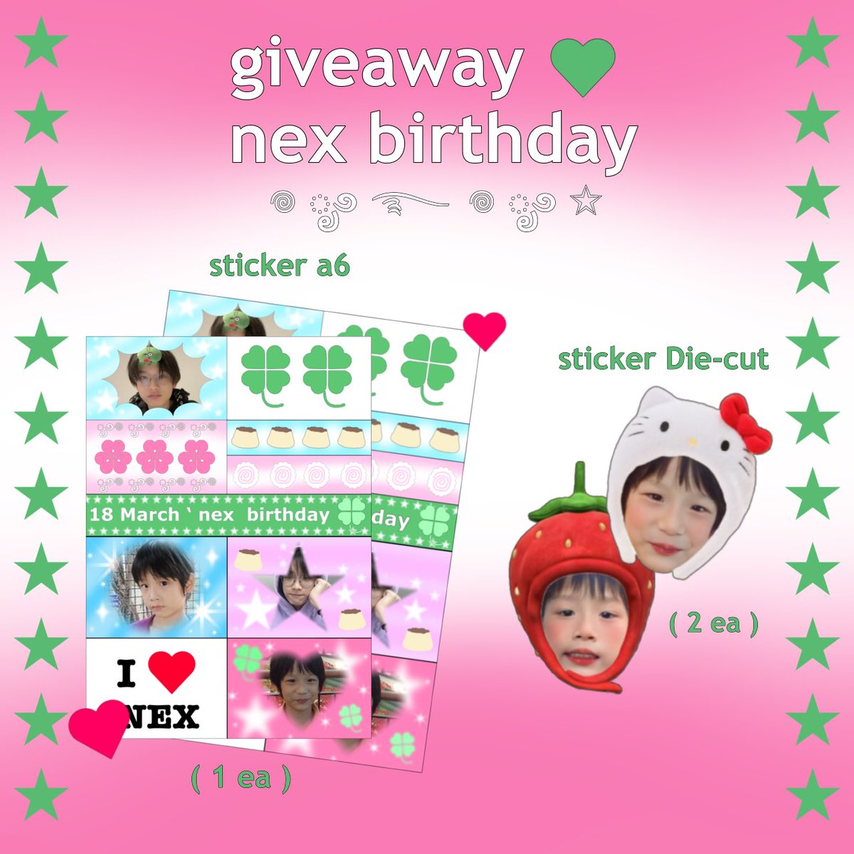 Pls kindly rt 🍸✩👩🏼‍❤️‍💋‍👩🏻☘️
𝒢ive 𝒶way nex birthday.
       ( 8 sets )
．
．
    gg form ( 18/3/24 20:20 ) 
rt random 1 set free shipping.🪿
shipping fee 40 bath.
👛𓈒☘️ tysm.
．
．
#NEXnattakit
#NexSweetParadiseBirthday
#กิ๊ปอะเวย์NEX19th