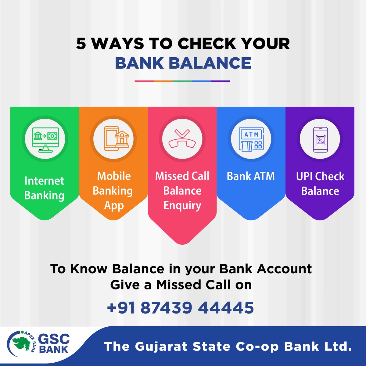 GSCBank's tweet photo. To Know the Balance in Your GSC Bank Account Just Give a Missed Call To +91 8743944445.
#GSCB #BalanceInquiry #GiveMissedCall #MissedCall https://t.co/fc8y6WCx9l