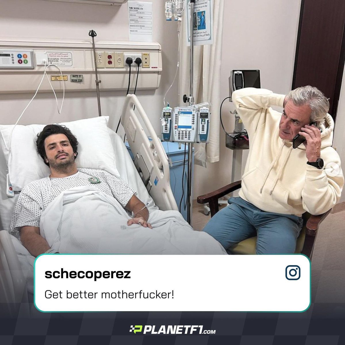 chacho_lml's tweet photo. “Querido Carlos, no podría expresar en pocas palabras lo mucho que aprecio tu enorme valor y sacrificada resistencia frente a estos momentos de quebranto por cuanto respecta a tu salud y la zozobra de tus innumerables seguidores en todo el mundo; además, mi aprecio por el hecho estoico de que en este GP te hayas presentado inmediatamente como el Gran Campeón que eres a cumplir con decoro y profesionalismo absolutos tu irremplazable papel en Ferrari, eso, Carlos, es definitivo.
Amigo querido, todo ello enaltece tu inquebrantable personalidad y determinación absolutas.
Cautivo de tremenda alegría por saber que, finalmente, te encuentras bien tras la afortunada cirugía, y en franca recuperación de tu enormemente merecida salud, recibe con estas modestas líneas mis mejores deseos; hago votos además por tu recuperación pronta y definitiva.
Visto que gozas del manto protector del creador y el cariño total de tus innumerables seguidores, te abrazo, querido Carlos, desde el nobilísimo Reino de Arabia Saudita y en espera de verte tan pronto como sea posible en la pista, siendo los nueve días del mes de marzo de 2024. 
Con afecto. 
Tu A y SS.
SP”
😜(+/-)
👇🏼