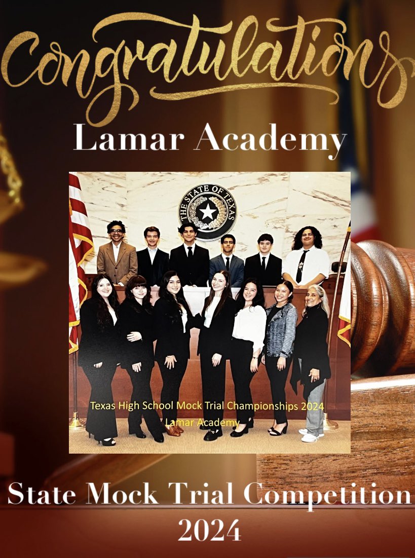 Congratulations to Memorial HS & Lamar Academy Mock Trial teams for competing in Dallas at the State Mock Trial Competition this weekend! You represented Region 1 well! 🎉 @McAllenISD @McAllenMemorial @lamar_academy #TXMockTrial
