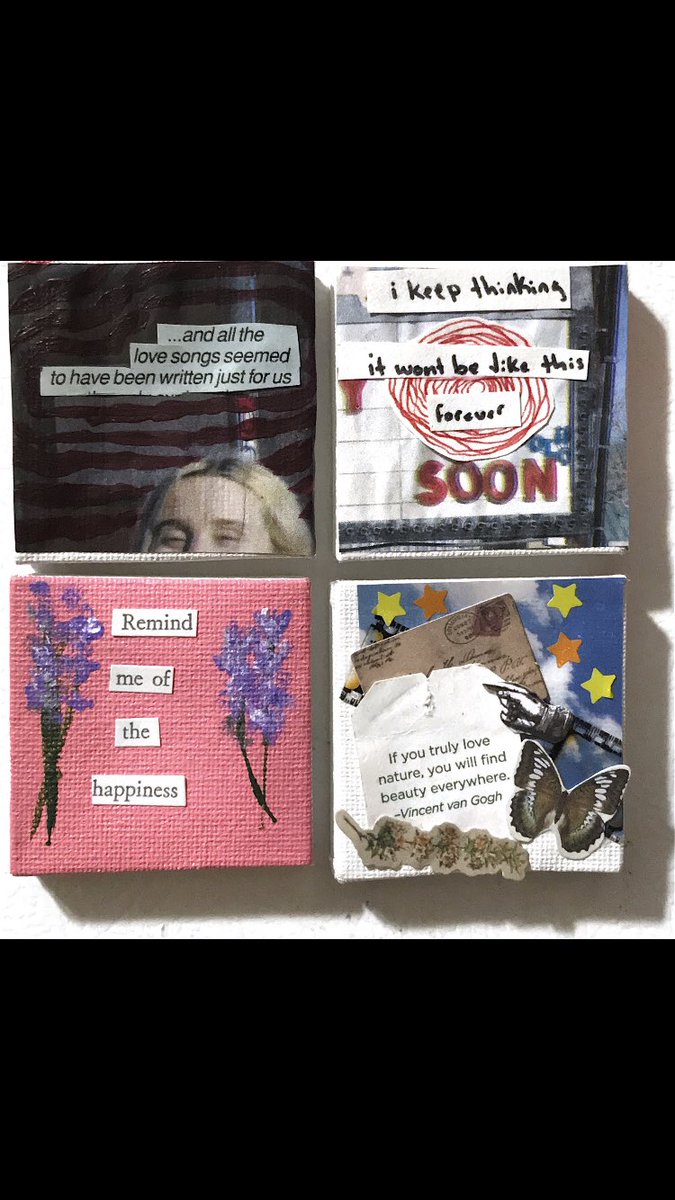 seweratz's tweet photo. ive been trying to get back into making art lately and here’s a few things ive been working on!!(the collages in the 2nd pic are MAGNETS how cool!!) https://t.co/YTPNoONfd6