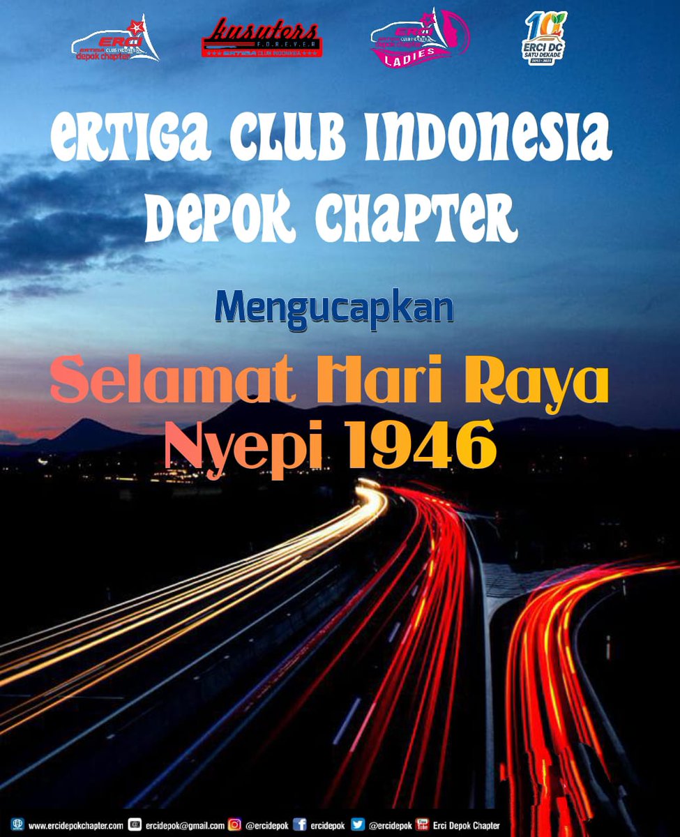 Salam kusuters..
Selamat Hari Raya Nyepi Tahun Baru Saka 1946 11 MARET 2024
#erci
#ertiga
#ercidc
#kusuters
#erciladies
#ercidepok
#ertigaclub
#ercidcmarket
#ercidepokchapter
#ertigaclubindonesia