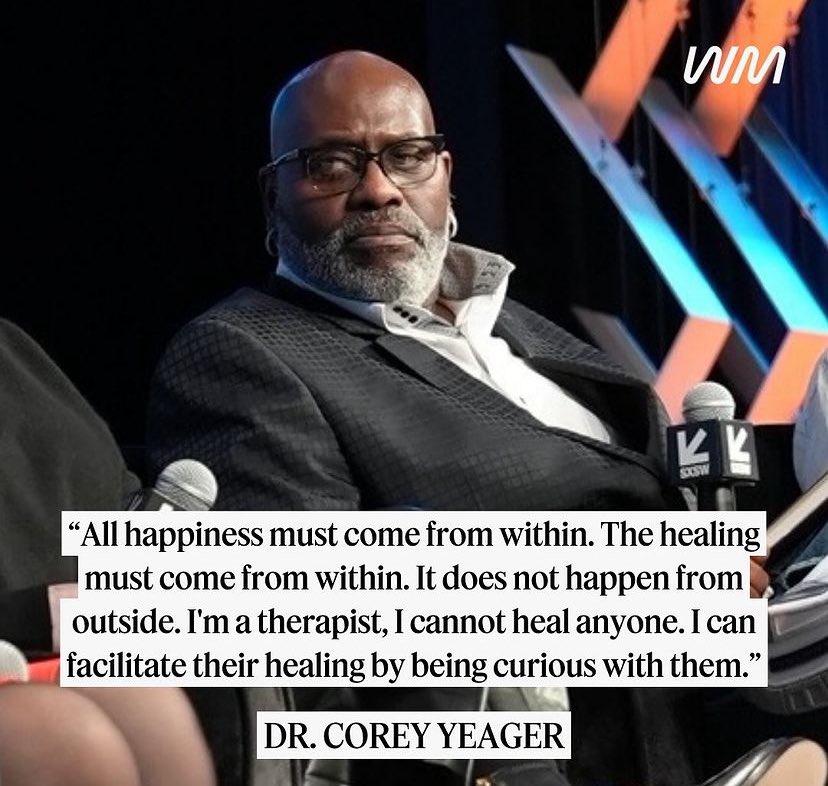 drcoreyyeager's tweet photo. Seek your own happiness! Begin your healing journey! Write your own story…after all you’re the only one that knows all of you! #MentalHealthAwareness #SXSW2024 #wondermind https://t.co/lDa9XzqRiE