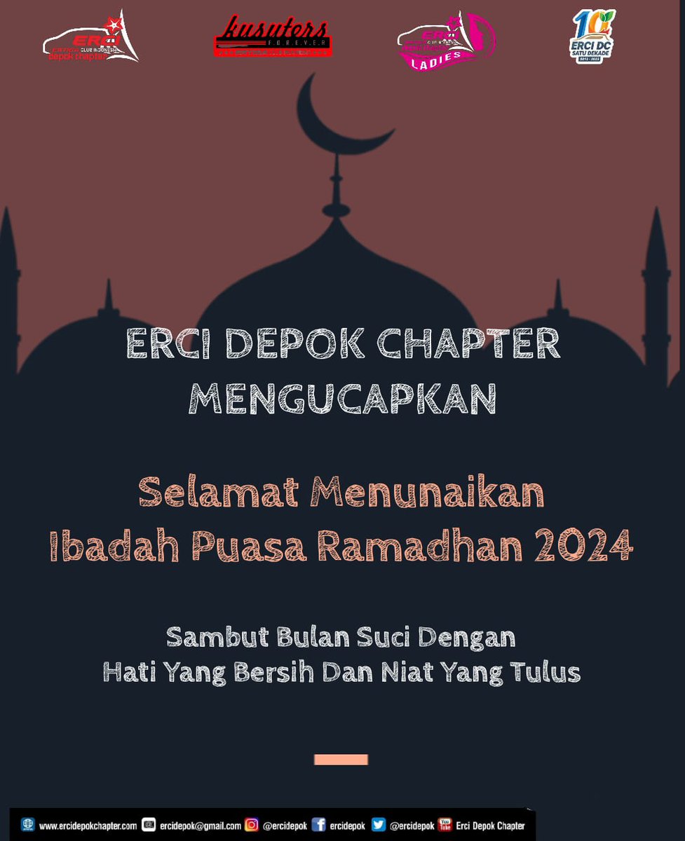 Marhaban Ya Ramadhan..
Selamat Menunaikan Ibadah Puasa 1445 H..
#erci
#ertiga
#ercidc
#kusuters
#erciladies
#ercidepok
#ertigaclub
#ercidcmarket
#ercidepokchapter
#ertigaclubindonesia
#kemenag