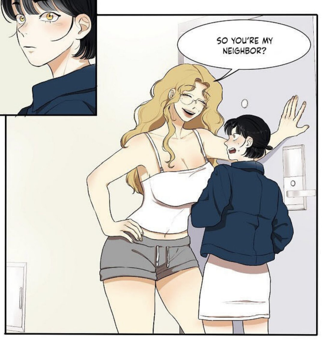 agenderarcee's tweet photo. just read a short GL manhwa that's just about a crabby gremlin womanlet getting seduced by her 11/10 stacked blonde amazon goddess of a neighbor with barely any plot or character development, nothing but respect i hope the mc was the author's self-insert https://t.co/dL8QoMGS7e