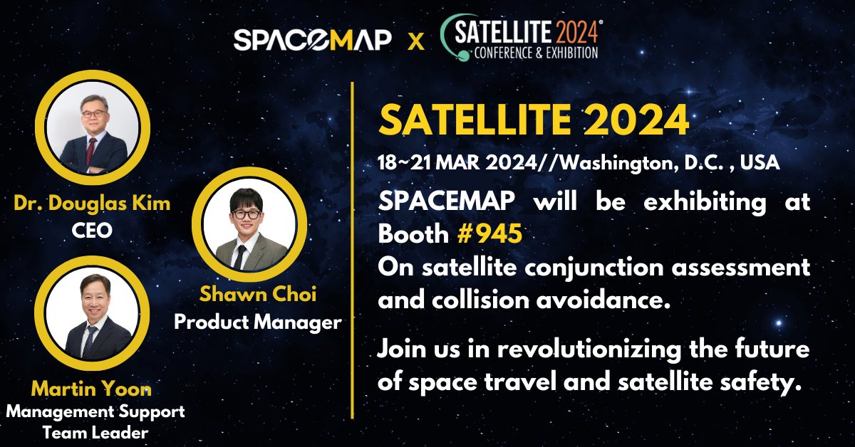 SpaceMap42's tweet photo. We are thrilled to announce our participation in the SATELLITE Conference &amp; Exhibition 2024, on 18-21 March at the Walter E. Washington Convention Center, Washington, D.C.

#SPACEMAP #space #satshow #satellite #technology #space #satellites #newspace #washingtondc #korea https://t.co/UHFAI1u6os