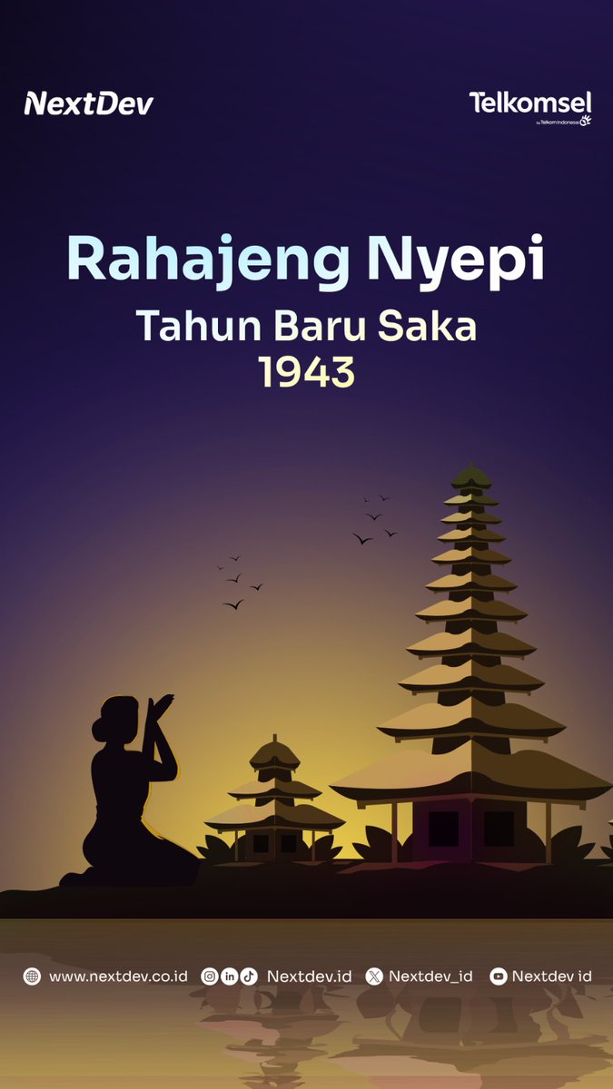 Nextdevers,

Rahajeng Nyanggra Rahina Nyepi Tahun Baru Saka 1943.

Mari kita introspeksi diri dan mendekatkan diri kepada Sang Pencipta ya, NextDevers!.
#NextDev #9thNextDev #growingtoinspire #theimpactincubator #startupindonesia #startupdigital #technology #startupinkubator