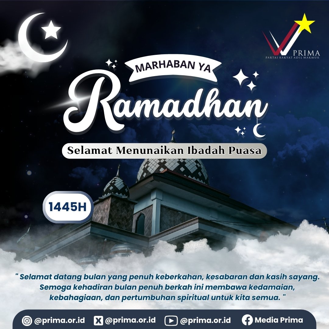 prima_or_id's tweet photo. Marhaban Ya Ramadhan
Selamat menunaikan ibadah puasa 1445 H/2024 M. https://t.co/cCoLUdoYx7