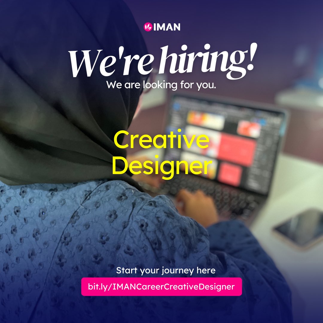 Let’s join our growing team and take your career to the next level!

✨ Creative Designer ✨

📲 Apply at bit.ly/IMANCareerCrea…

#jobsvacancy #kerjakosongselangor #kerjakosongkajang