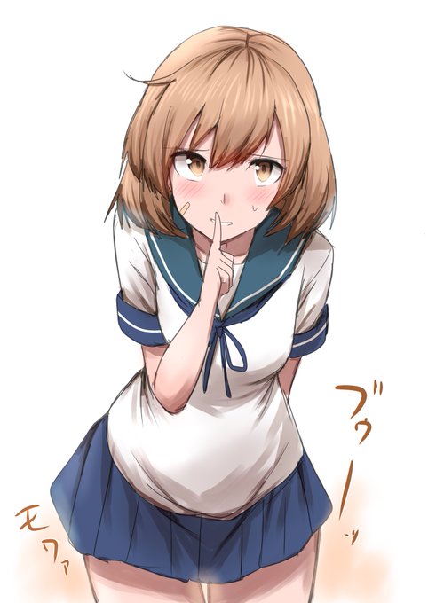 お題の朧がしーって指を口元に当てながらオナラする感じです。 