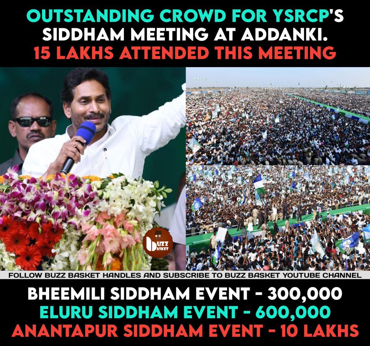 theBuzZBasket's tweet photo. Massive crowd for #SiddhamAddhanki event!
#YSRCP #YSJagan #SiddhamAddanki #Siddham #SiddhamForJagananna https://t.co/PtjPUcqJgR