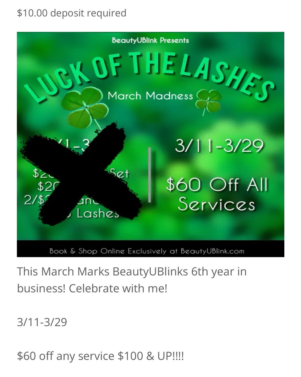 Let’s Celebrate! PT 2!

This month marks 6 years BeautyUBlink has been in business, celebrate with me!

🍀Availability for is open✅

💚Luck of the Lashes🍀
$60 off any service $100 and UP 

#clevelandlashtech #clevelandesthetician