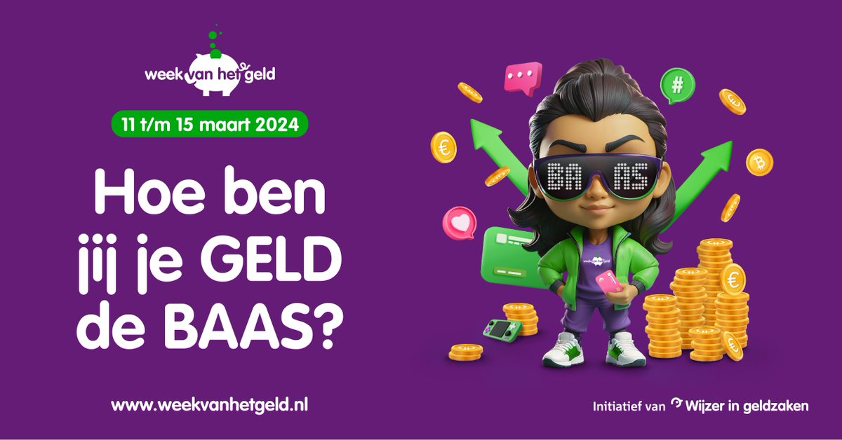 "Tweederde jongeren die influencers volgt laat eigen financiële situatie hierdoor beïnvloeden" Week van het geld 2024 in het teken van ‘Hoe ben jij je GELD de BAAS?’ Lees hier het volledige persbericht:
weekvanhetgeld.nl/pers/Tweederde… 

#weekvanhetgeld #financieleeducatie