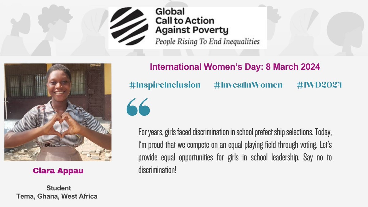 It is high time girls were empowered to take leadership at school level. Let’s provide them equal opportunities! 
 GCAP Statement on #IWD2024: t.ly/EPIXZ
#InspireInclusion #InvestInWomen #LeaveNoWomanBehind #EmbraceEquity #SocialProtection #EducationForAll