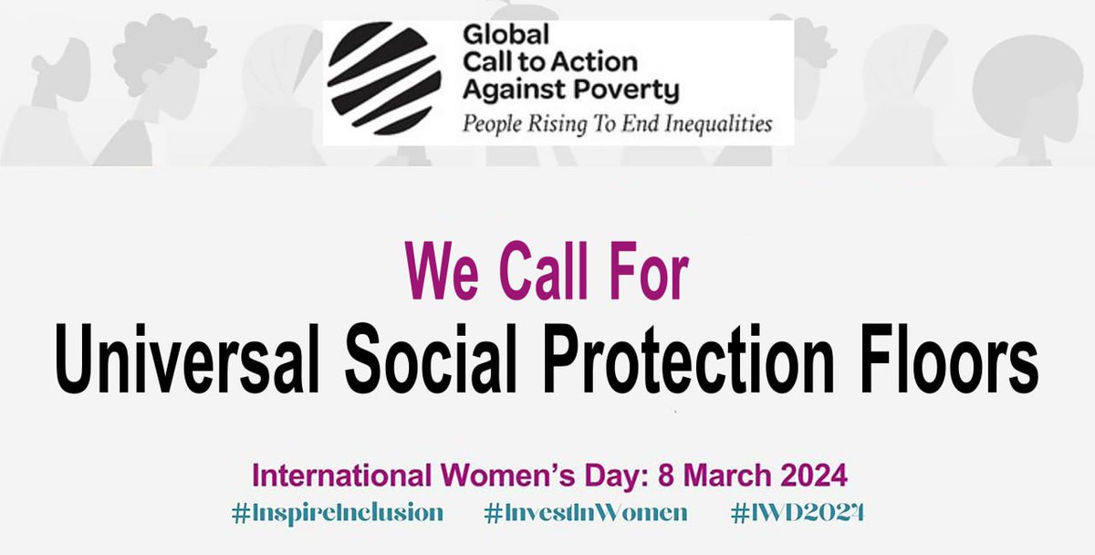 Social Protection for All
GCAP Statement on #IWD2024: t.ly/EPIXZ
#InspireInclusion #InvestInWomen #LeaveNoWomanBehind #EmbraceEquity #EducationForAll