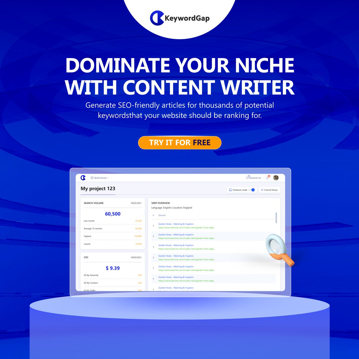 keywordgap's tweet photo. Content Writer allows you to generate SEO-friendly articles for thousands of potential keywords that your website should be ranking for. 🫢 https://t.co/b8w0cZj65y