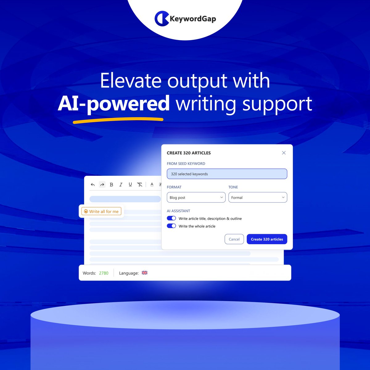 keywordgap's tweet photo. Content Writer allows you to generate SEO-friendly articles for thousands of potential keywords that your website should be ranking for. 🫢 https://t.co/b8w0cZj65y