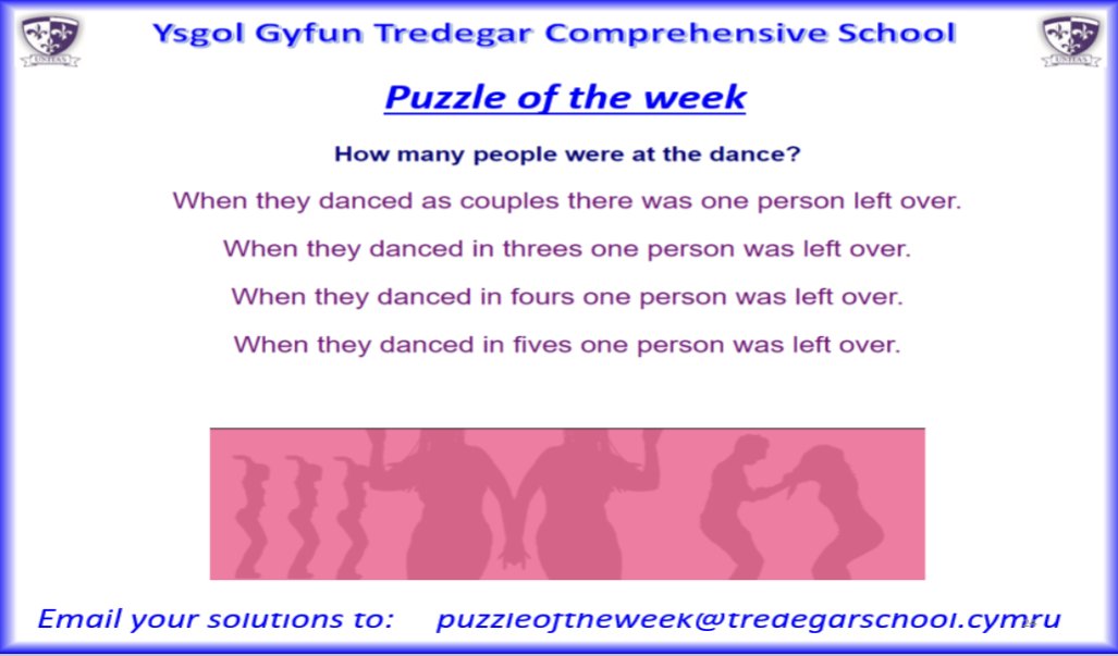 Bore Da YGTCS here is your puzzle of the week! 

If you would like to gain pride points and a raffle ticket, solve the puzzle below and send your solutions to puzzleoftheweek@tredegarschool.cymru or bring paper solutions to Mr Vokes in J9 ✖️➗➖➕.
