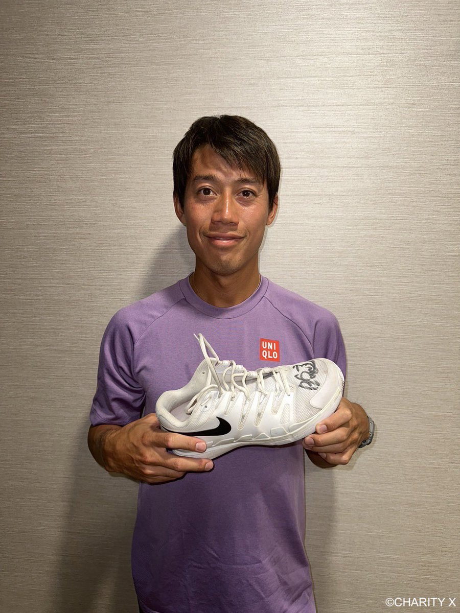 charity___x's tweet photo. 「【令和6年能登半島地震災害支援】錦織圭選手2023年シーズン着用サイン入りテニスシューズ」
チャリティーオークション！

錦織圭選手が2023年シーズンで着用したテニスシューズに直筆でサインしたものです✍️ 
是非、皆さんご参加ください！ https://t.co/BpMLVOLUH9