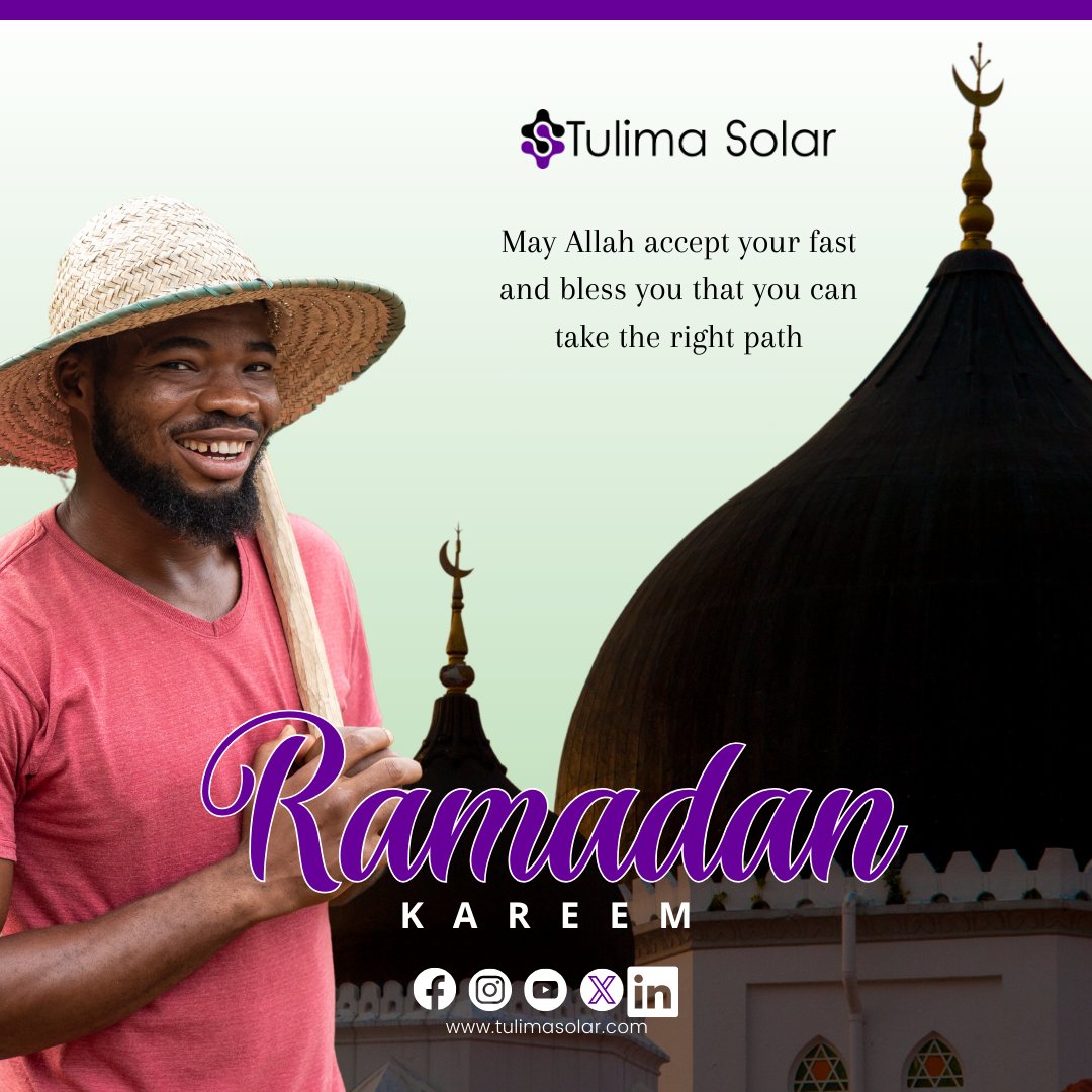 TulimaSolarUg's tweet photo. 'O you who have believed, decreed upon you is fasting as it was decreed upon those before you, that you may become righteous.' (Surat Al_Baqara, Verse No. 183) Happy Ramadan Kareem.
#RamadanBlessings #FastingJoy #ramadan2024 #ramadankareem #ramadanpreparation https://t.co/AHwRZ7ufrU