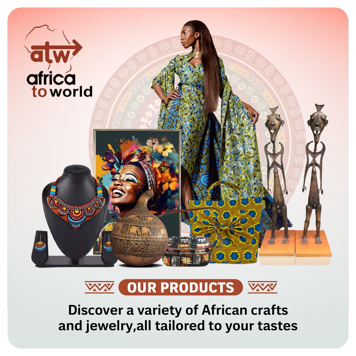 Africa2WorldUG's tweet photo. Hundreds of African manufacturers, designers, and artists with limited distribution looking for an overseas market have everything to gain if they partner with A2W including increased sales, broader market access, and less time finding new markets.
#AfricaToWorld #AfricanProducts https://t.co/0h06V4pdxQ