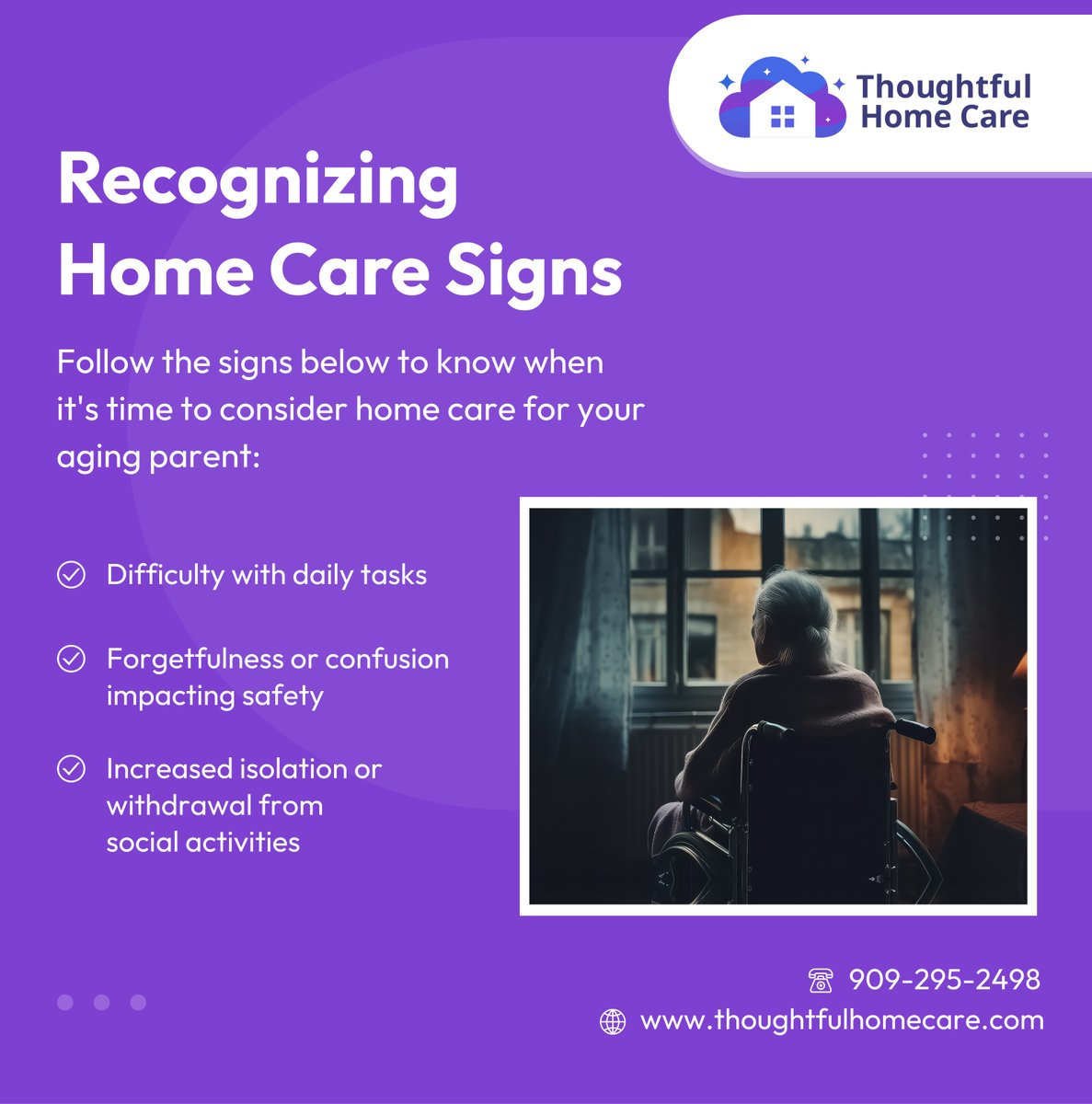 thoughtfulhomec's tweet photo. Is it time to consider home care for your aging parent? Look out for these signs! Our caring team is here to support your loved ones. 

#UplandCA #AgingParents #HomeCare https://t.co/C7xCLOOWhO