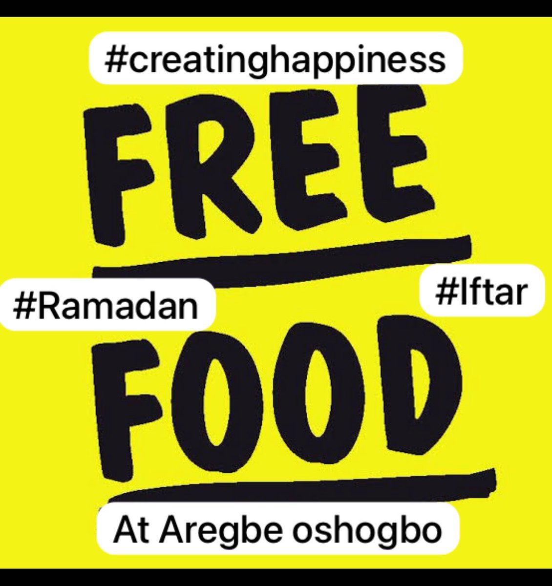 OlaideKoleosho's tweet photo. Happening today. 6-6:50 pm

Absolutely free @InsideOsogbo 

We are planning on doing this for the 1st,15th and last day of Ramadan. 

But if we get sponsors we can do this for the whole month of Ramadan God willing 😊 https://t.co/fZdd1rfzLa