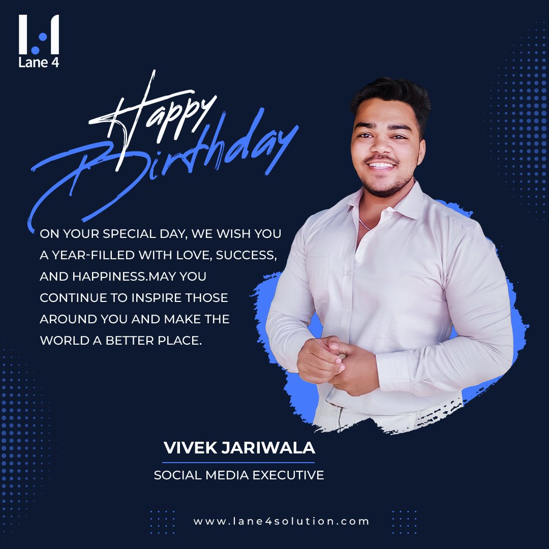 Lane4Solution's tweet photo. Wishing you a happy birthday filled with love, joy, and all your Favourite things.
May this new year bring you endless opportunities for growth and happiness.🥳

#happybirthday #birthdaywishes  #birthdaycelebration
#birthdayfun #birthdayvibes #lane4solution https://t.co/YiQV10LfLT