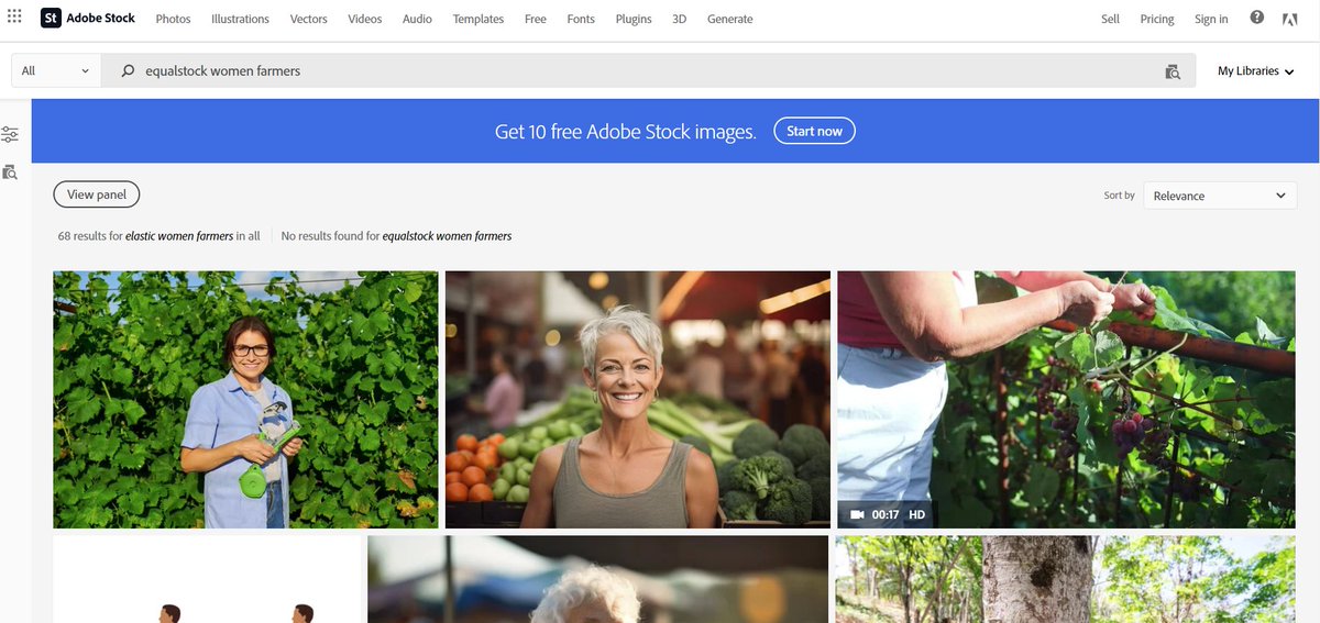 tjchawla's tweet photo. @WelspunWorld Appreciate the efforts to shift perceptions @WelspunWorld! However, I'm facing challenges locating the stock images using "equalstock" and "women farmers in India" keywords on @adobestock  and @Shutterstock . Here are my search results: https://t.co/xhqCBgV5SS