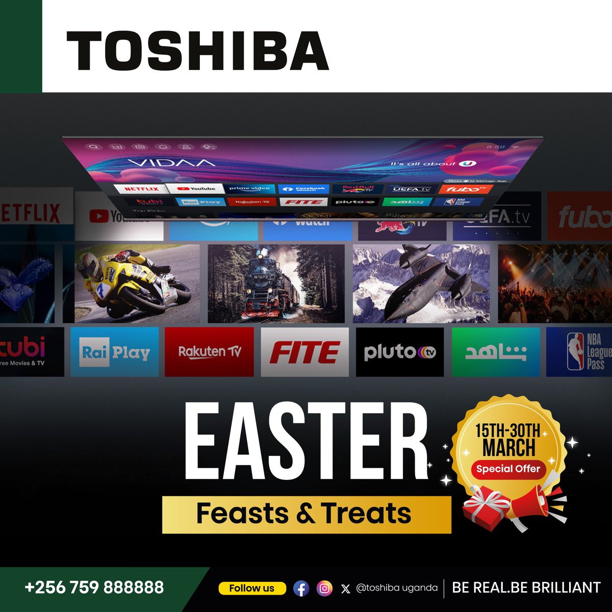 Coming soon 
Dont miss out on the Toshiba Feasts & Treats Easter deals
Don't look anywhere.. we've got them here.
Easter offers shall be  limited to only our official showrooms .
Call or whatsapp 0759 888 888 for more information.
#EasterSavings #easter2024 #ToshibaUg
