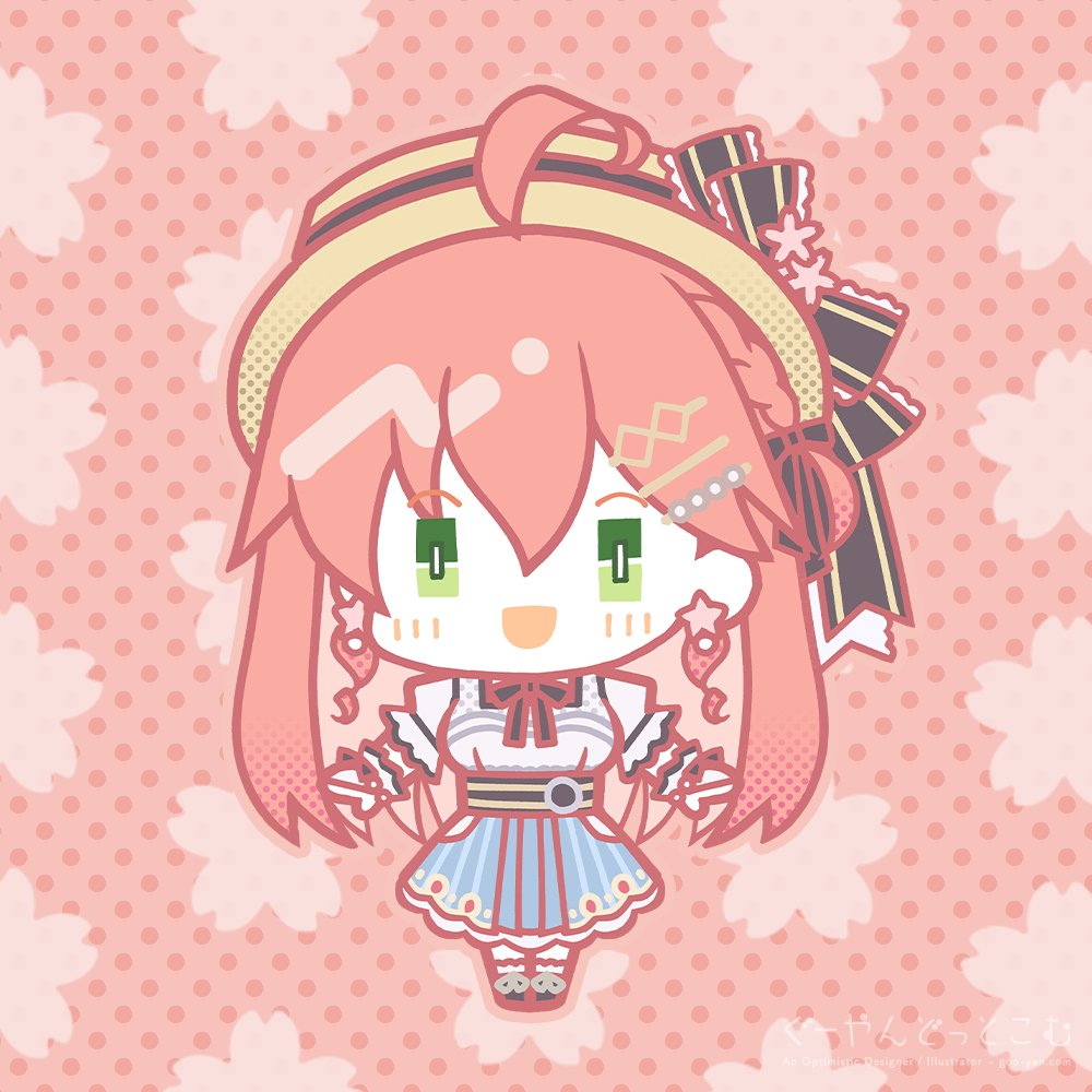 さくらみこ 「みこちの新衣装とちいみこちゃんたち描いた! この絵柄でさくらアクキー発注したから」|ぐーやん🎀skebご依頼募集中！のイラスト