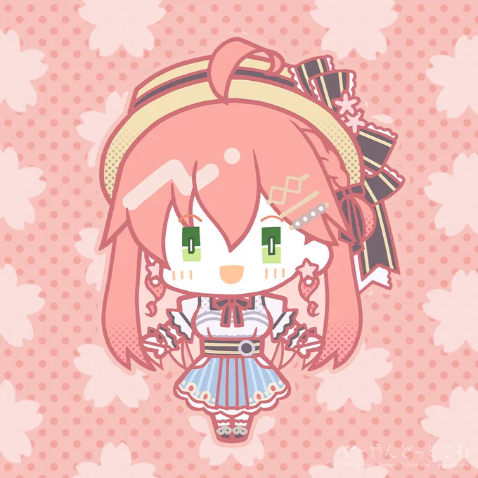 みこちの新衣装とちいみこちゃんたち描いた! この絵柄でさくらアクキー発注したからできあがりが楽しみ〜!#miko_Art(リプに透過画像置いておきます) 