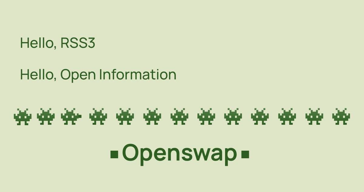 Openswap_'s tweet photo. Hello, @rss3_. 
After months of development, Openswap will be deployed as soon as the RSS3 mainnet LAUNCH.
Openswap is the first DEX to build top on RSS3 VSL, we are committed to providing RSS3 community with the best trading experience on open inforamtion assets! https://t.co/Jm5ebbTzZW