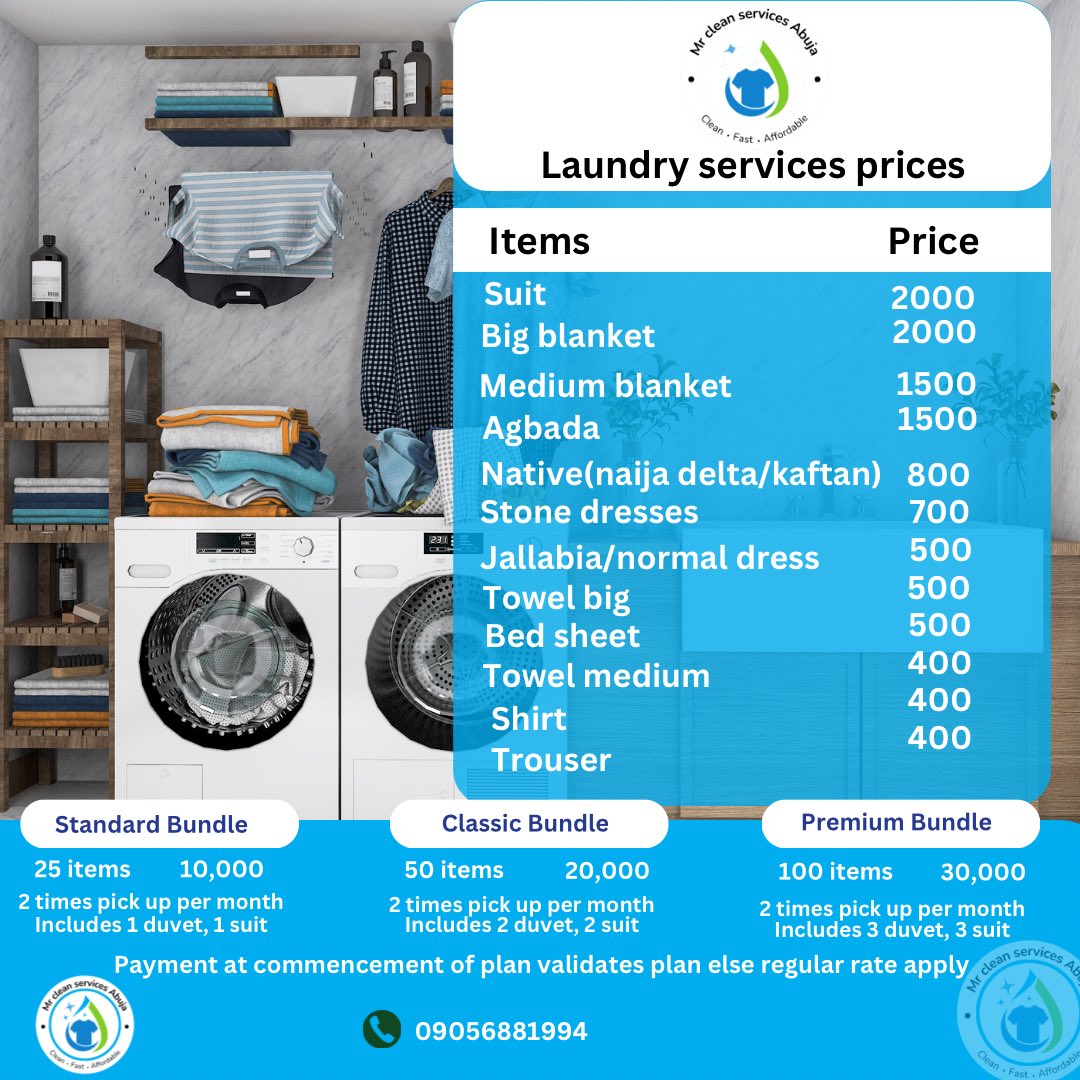 laundryofabuja's tweet photo. It’s new week, 
What do you want us to help you carry out. 
Laundry
Cleaning 
We are just a chat/call away. 
#AbujaTwitterCommunity 
#cleaning #cleanabuja https://t.co/IXG7Nom5b3