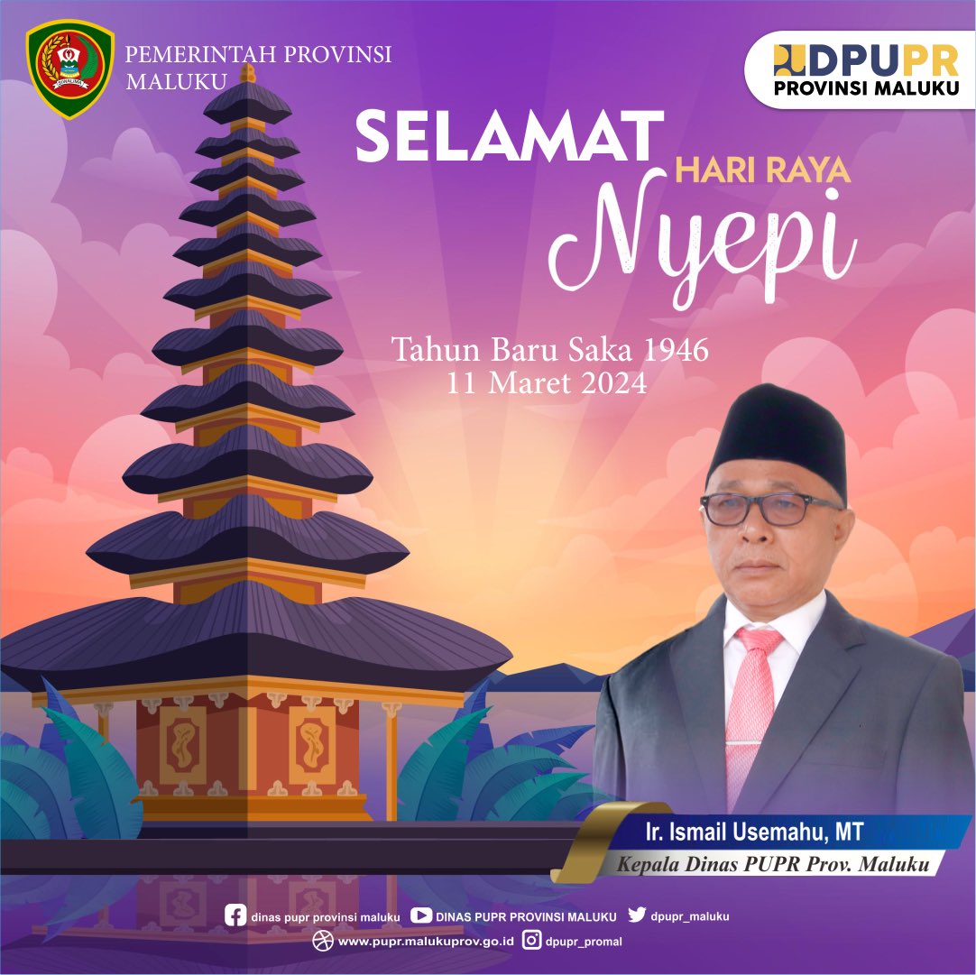 Selamat Hari Raya Nyepi
Tahun Baru Saka 1946
11 maret 2024

Semoga kedamaian dan kebahagiaan meliputi basudara yang merayakan dan bagi kita semua.
#SahabatPUPR